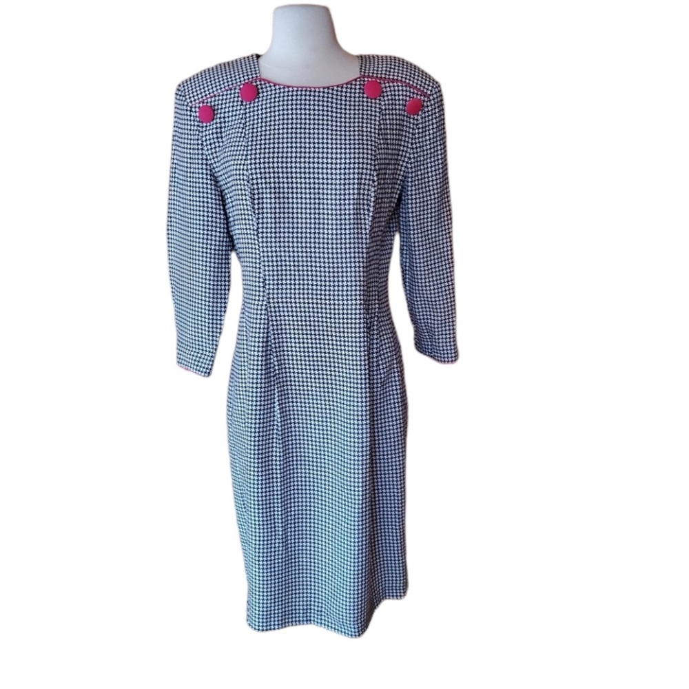 1980s Atina by Karon Crosby Black, White & Pink Dr - Picture 1 of 7
